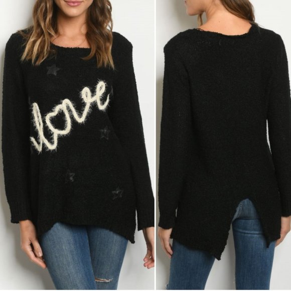 Trend Setter Diva Boutique Sweaters - BLACK TUNIC SWEATER